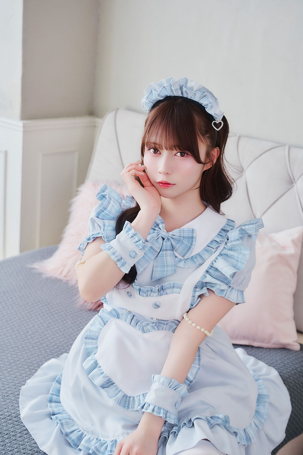 [New] 《JamsCollection着用》コスプレ リリパレ ハートフルメイド レディース フリーサイズ ピンク/ブルー【クリアストーン】♡