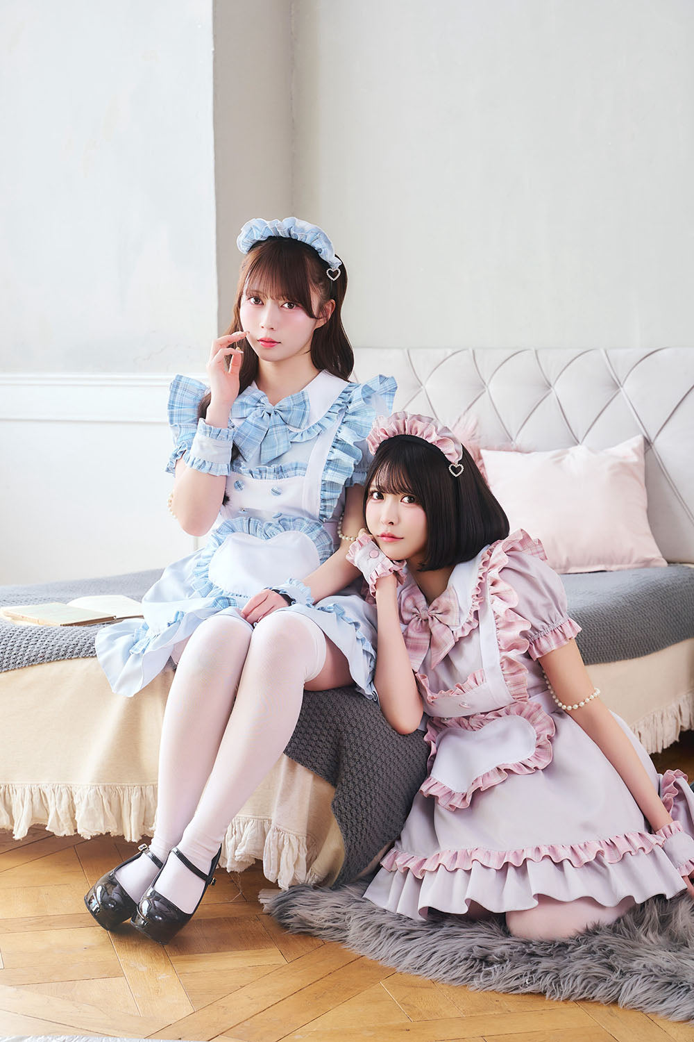 [New] 《JamsCollection着用》コスプレ リリパレ ハートフルメイド レディース フリーサイズ ピンク/ブルー【クリアストーン】♡