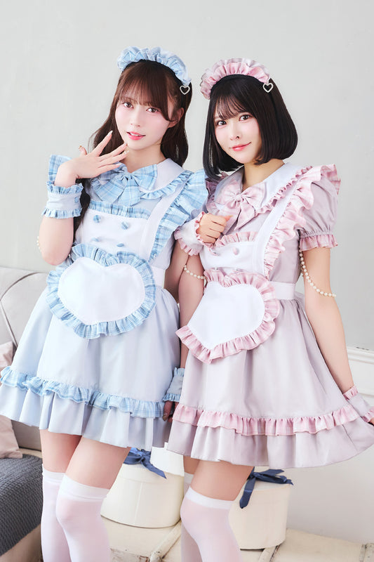 [New] 《JamsCollection着用》コスプレ リリパレ ハートフルメイド レディース フリーサイズ ピンク/ブルー【クリアストーン】♡