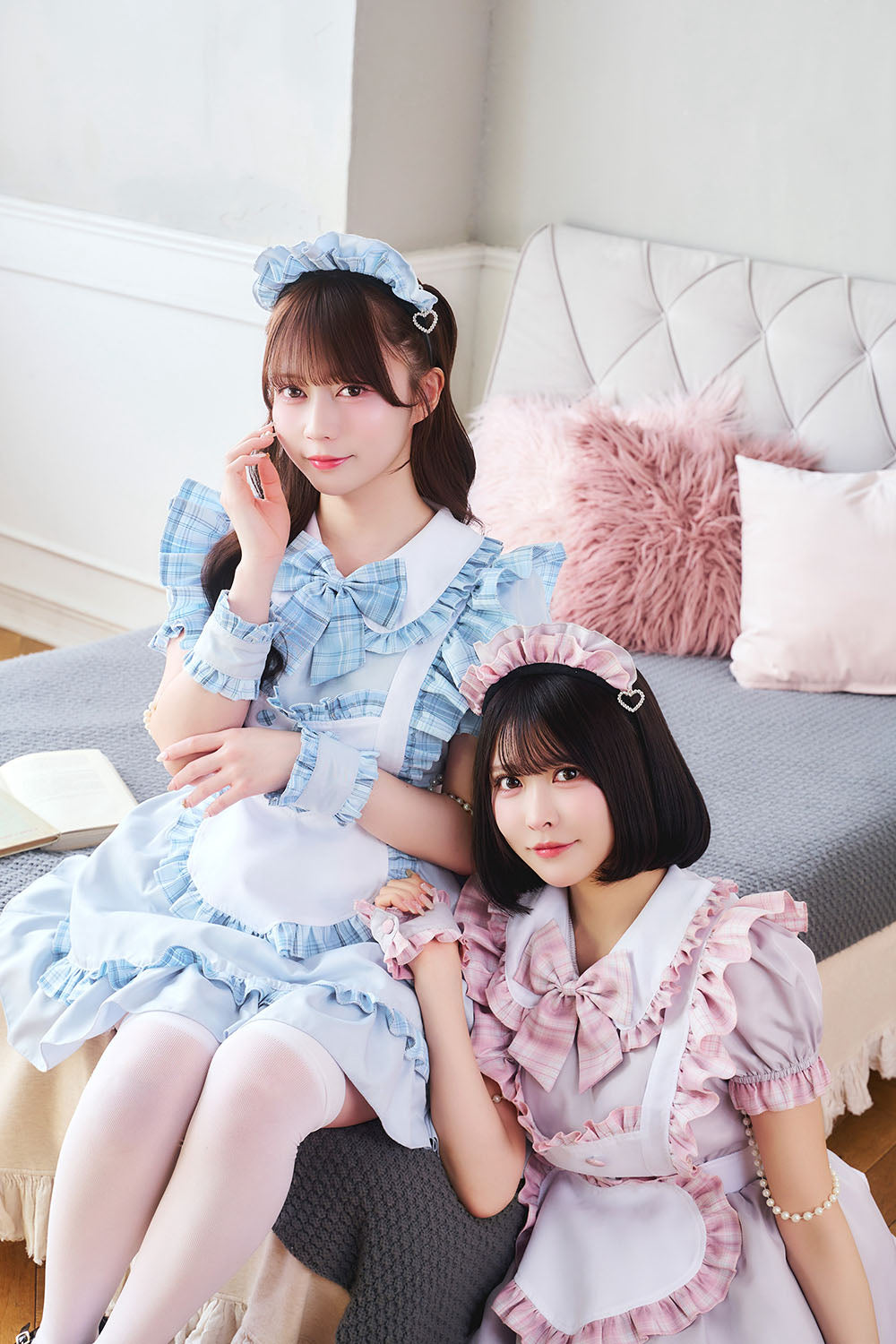 [New] 《JamsCollection着用》コスプレ リリパレ ハートフルメイド レディース フリーサイズ ピンク/ブルー【クリアストーン】♡