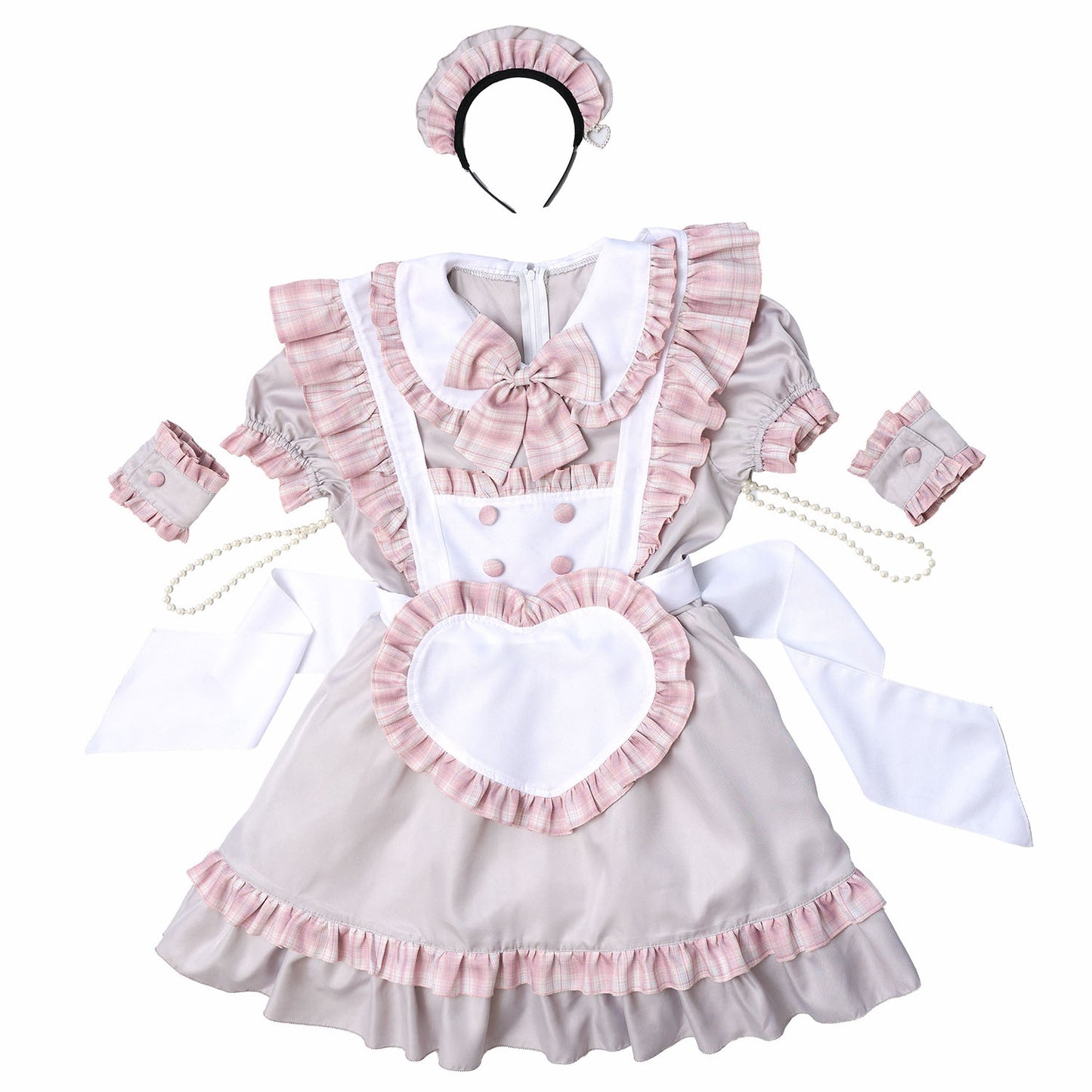 [New] 《JamsCollection着用》コスプレ リリパレ ハートフルメイド レディース フリーサイズ ピンク/ブルー【クリアストーン】♡