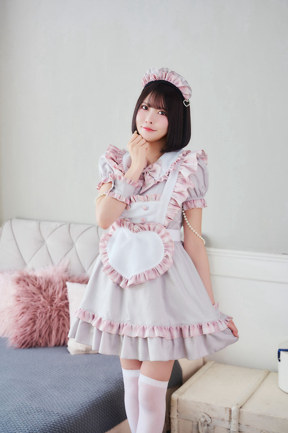 [New] 《JamsCollection着用》コスプレ リリパレ ハートフルメイド レディース フリーサイズ ピンク/ブルー【クリアストーン】♡