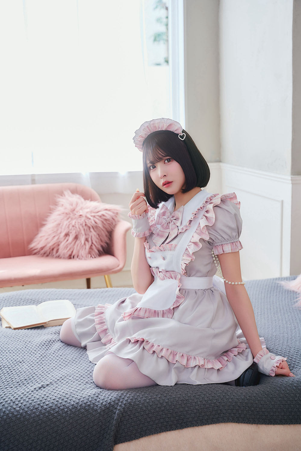 [New] 《JamsCollection着用》コスプレ リリパレ ハートフルメイド レディース フリーサイズ ピンク/ブルー【クリアストーン】♡