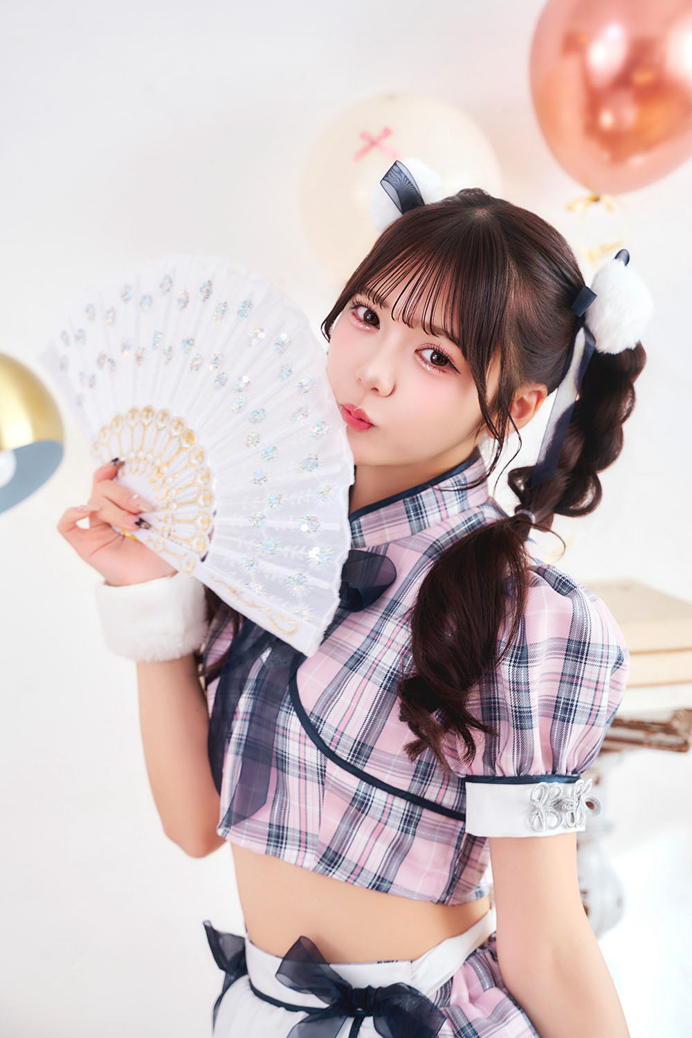 [New] 《JamsCollection着用》コスプレ リリパレ リボンチャイナメイド レディース フリーサイズ ピンク【クリアストーン】♡