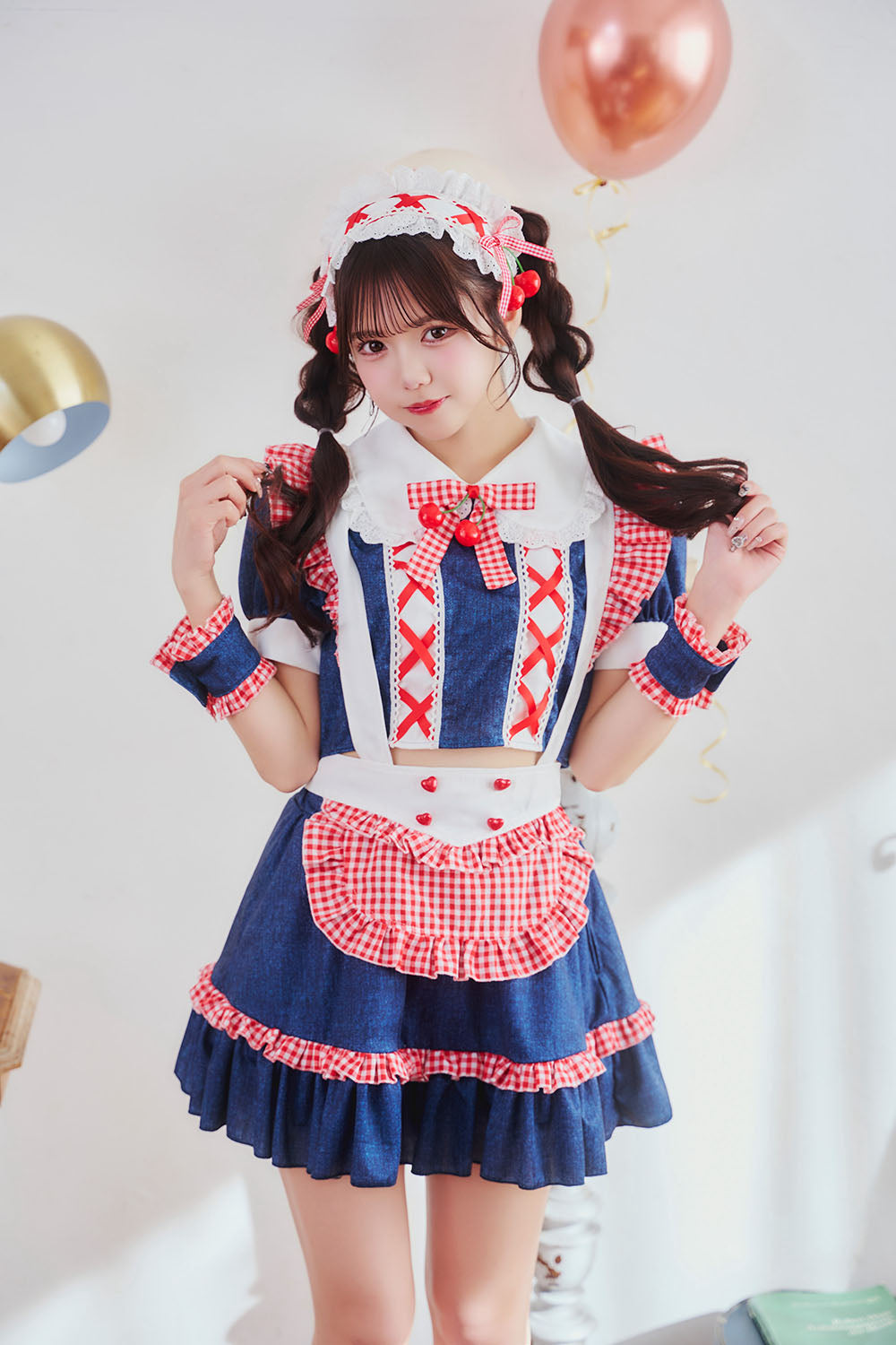 [New] 《JamsCollection着用》コスプレ リリパレ チェリーメイド レディース フリーサイズ ネイビー【クリアストーン】♡