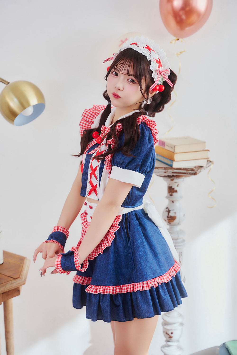 [New] 《JamsCollection着用》コスプレ リリパレ チェリーメイド レディース フリーサイズ ネイビー【クリアストーン】♡