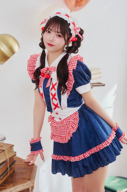 [New] 《JamsCollection着用》コスプレ リリパレ チェリーメイド レディース フリーサイズ ネイビー【クリアストーン】♡
