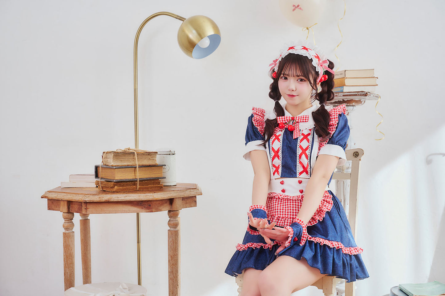 [New] 《JamsCollection着用》コスプレ リリパレ チェリーメイド レディース フリーサイズ ネイビー【クリアストーン】♡