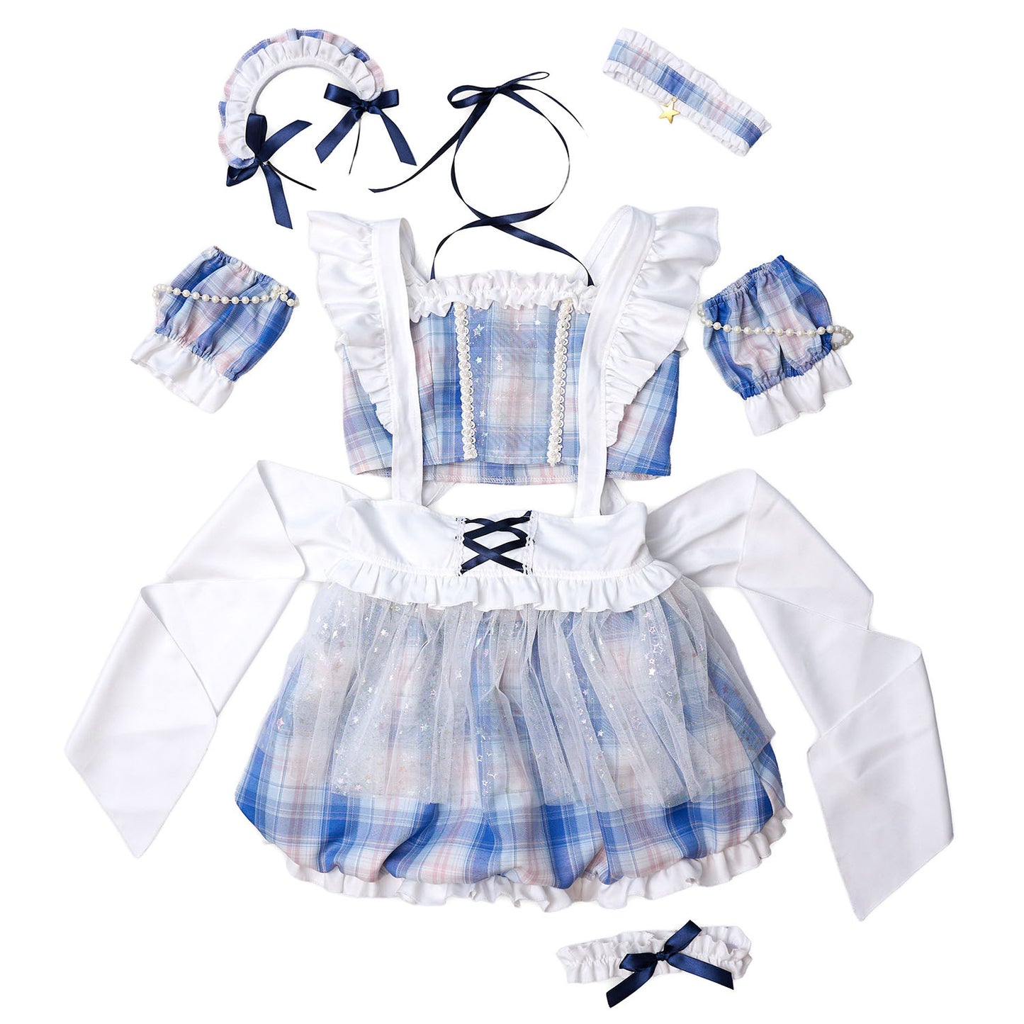 [New] 《JamsCollection着用》コスプレ リリパレ ミルキーウェイメイド レディース フリーサイズ ブルー 【クリアストーン】♡