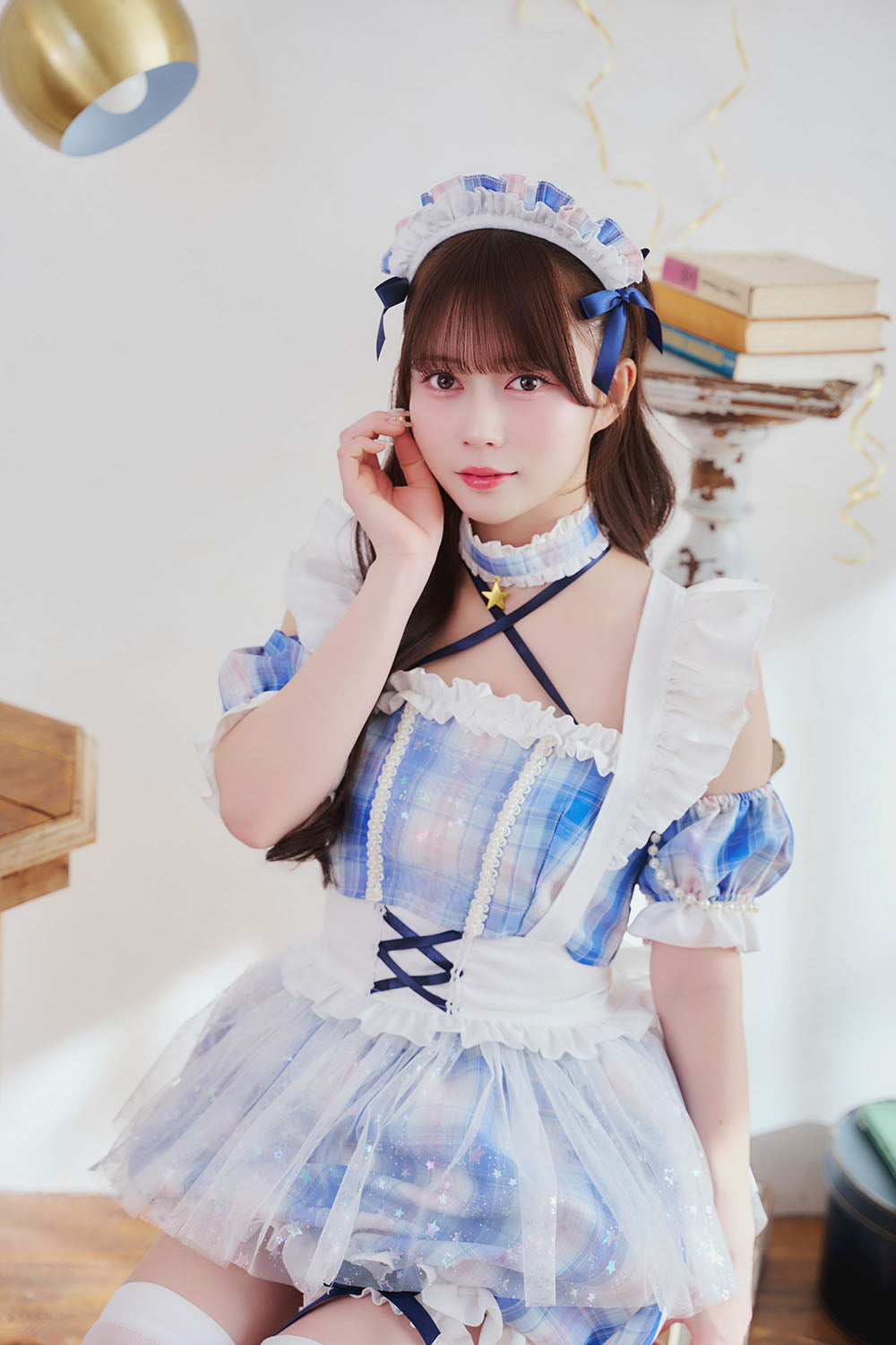 [New] 《JamsCollection着用》コスプレ リリパレ ミルキーウェイメイド レディース フリーサイズ ブルー 【クリアストーン】♡