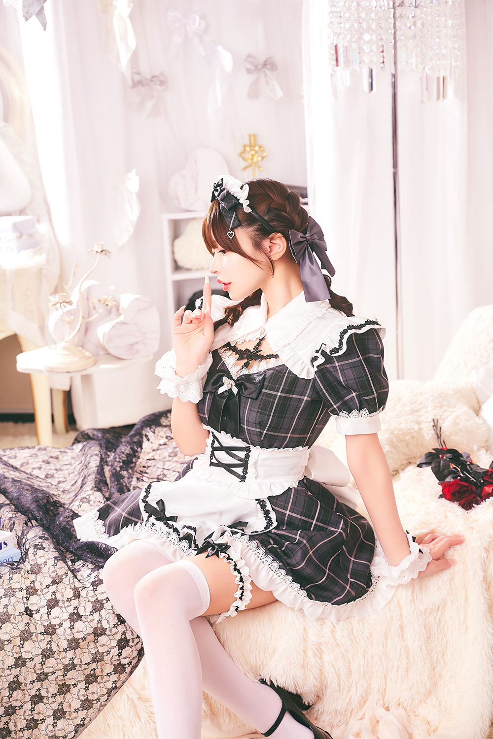 [New] コスプレ メイド ルミパピエ ロゼッタメイド レディース フリーサイズ ブラック【クリアストーン】♡
