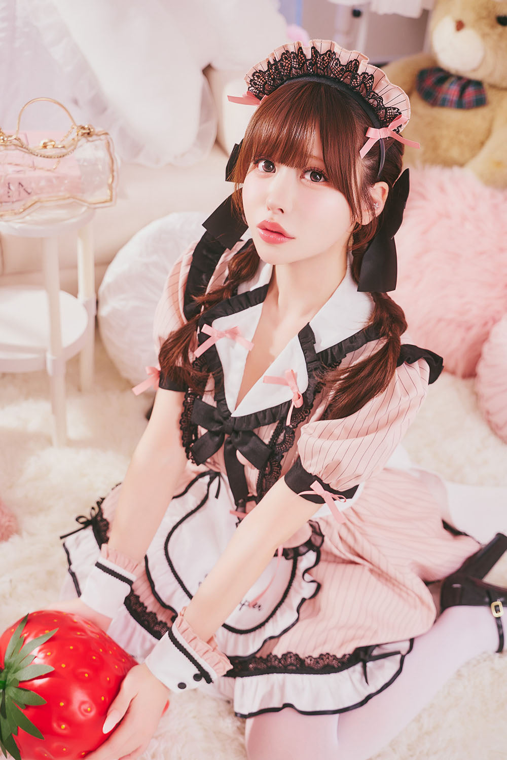 [New] コスプレ メイド ルミパピエ リュバンダイナー レディース フリーサイズ ピンク 【クリアストーン】♡