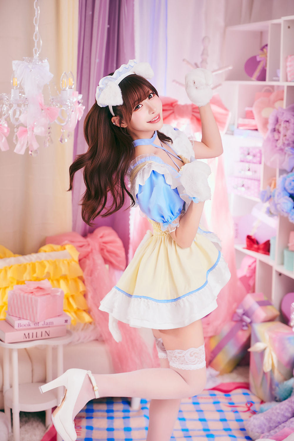 [New] コスプレ メイド ルミパピエ スコティッシュメイド レディース フリーサイズ ブルー 【クリアストーン】♡