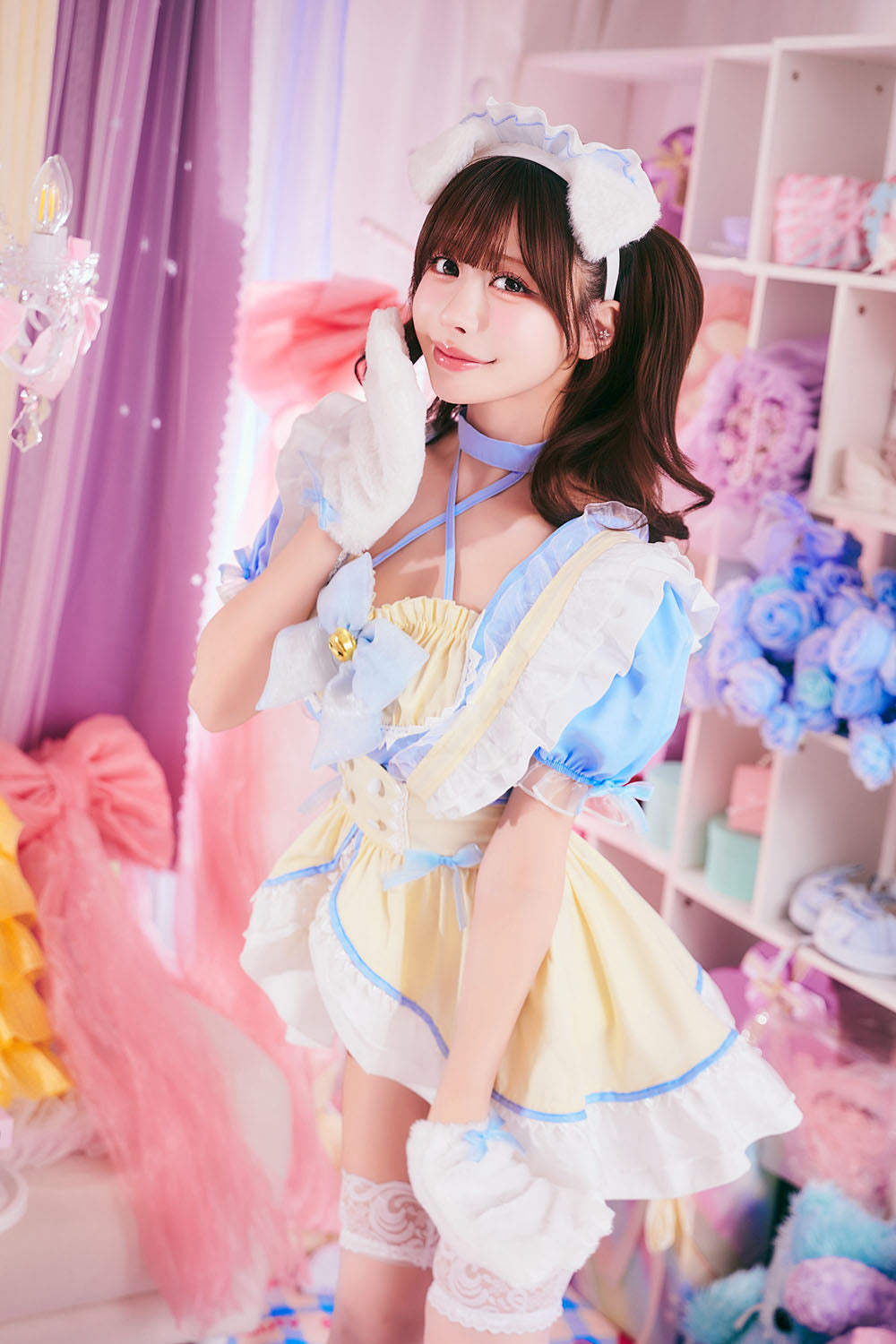 [New] コスプレ メイド ルミパピエ スコティッシュメイド レディース フリーサイズ ブルー 【クリアストーン】♡