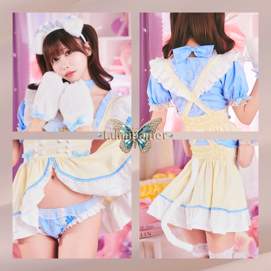 [New] コスプレ メイド ルミパピエ スコティッシュメイド レディース フリーサイズ ブルー 【クリアストーン】♡