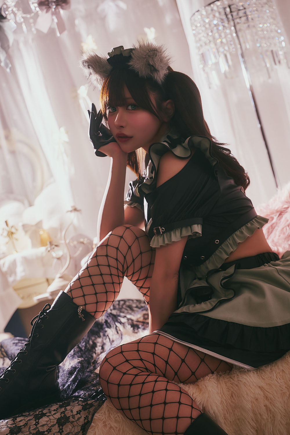 [New] コスプレ メイド ルミパピエ パンクウルフメイド レディース フリーサイズ ブラック 【クリアストーン】♡