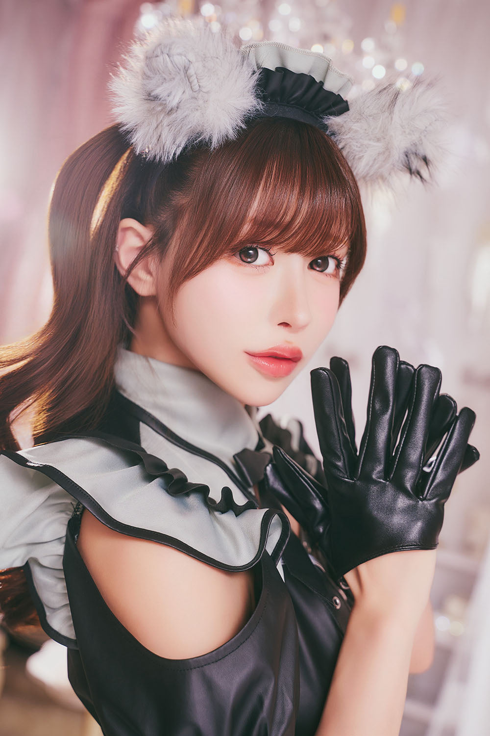 [New] コスプレ メイド ルミパピエ パンクウルフメイド レディース フリーサイズ ブラック 【クリアストーン】♡