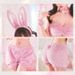 コスプレ うさぎ アニマル もこもこセクシーうさガール レディース フリーサイズ ホワイト/ピンク/グレー【クリアストーン】♡