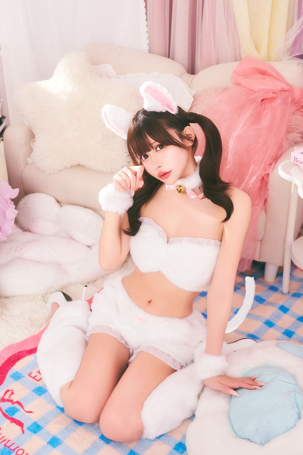 コスプレ ねこ アニマル もこもこセクシーねこガール レディース フリーサイズ ホワイト / ブラック【クリアストーン】♡