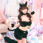 コスプレ ねこ アニマル もこもこセクシーねこガール レディース フリーサイズ ホワイト / ブラック【クリアストーン】♡