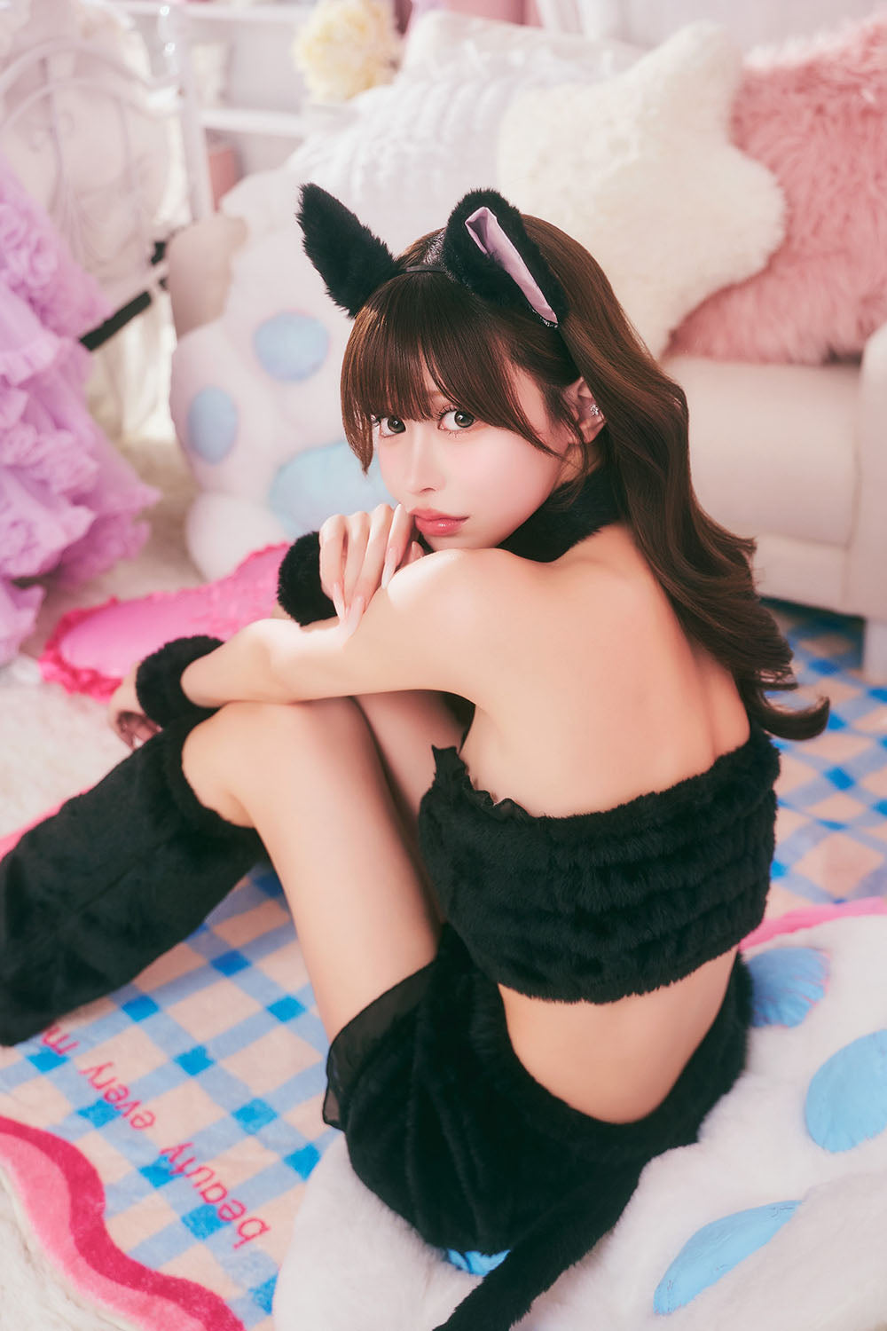 コスプレ ねこ アニマル もこもこセクシーねこガール レディース フリーサイズ ホワイト / ブラック【クリアストーン】♡