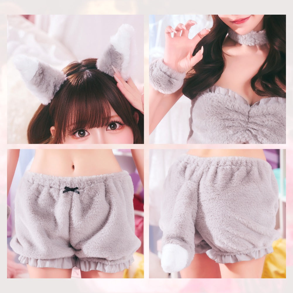 コスプレ おおかみ アニマル もこもこセクシーウルフガール レディース フリーサイズ グレー【クリアストーン】♡