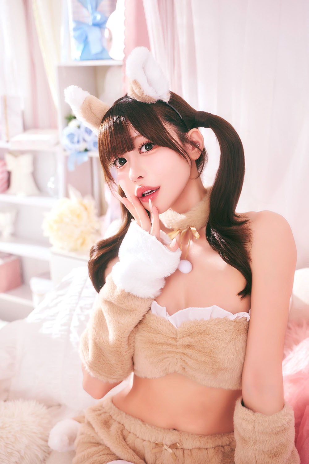 コスプレ きつね アニマル もこもこセクシーキツネガール レディース フリーサイズ ブラウン【クリアストーン】♡