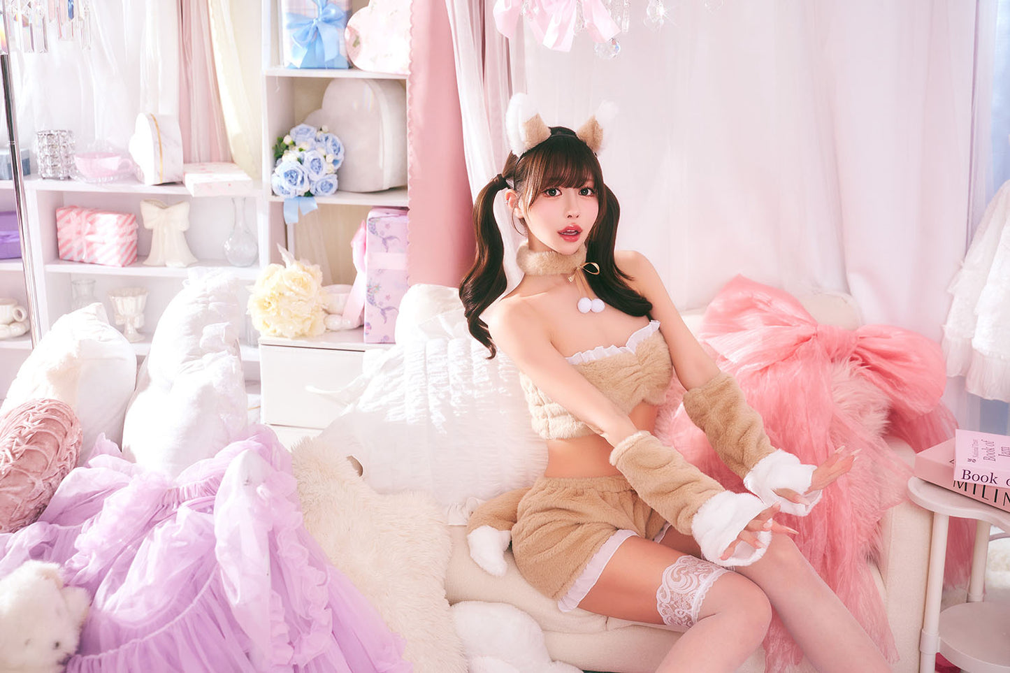 コスプレ きつね アニマル もこもこセクシーキツネガール レディース フリーサイズ ブラウン【クリアストーン】♡