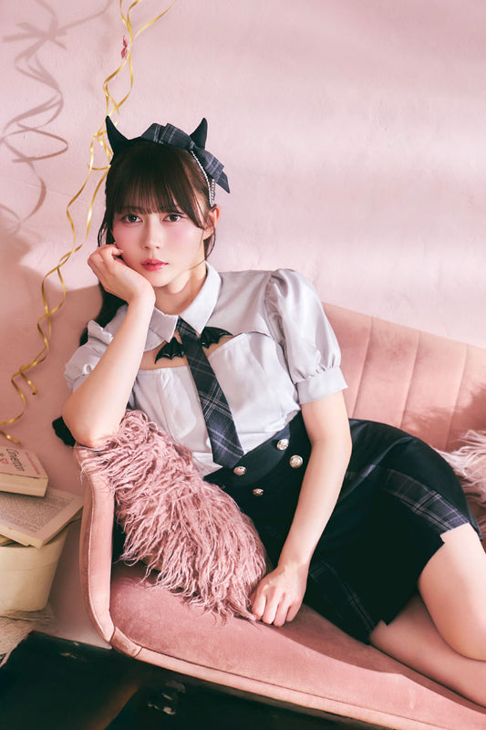 [New] 《JamsCollection着用》 コスプレ ハロウィン 悪魔 プレッピーシック デビル レディース フリーサイズ ブラック【クリアストーン】♡