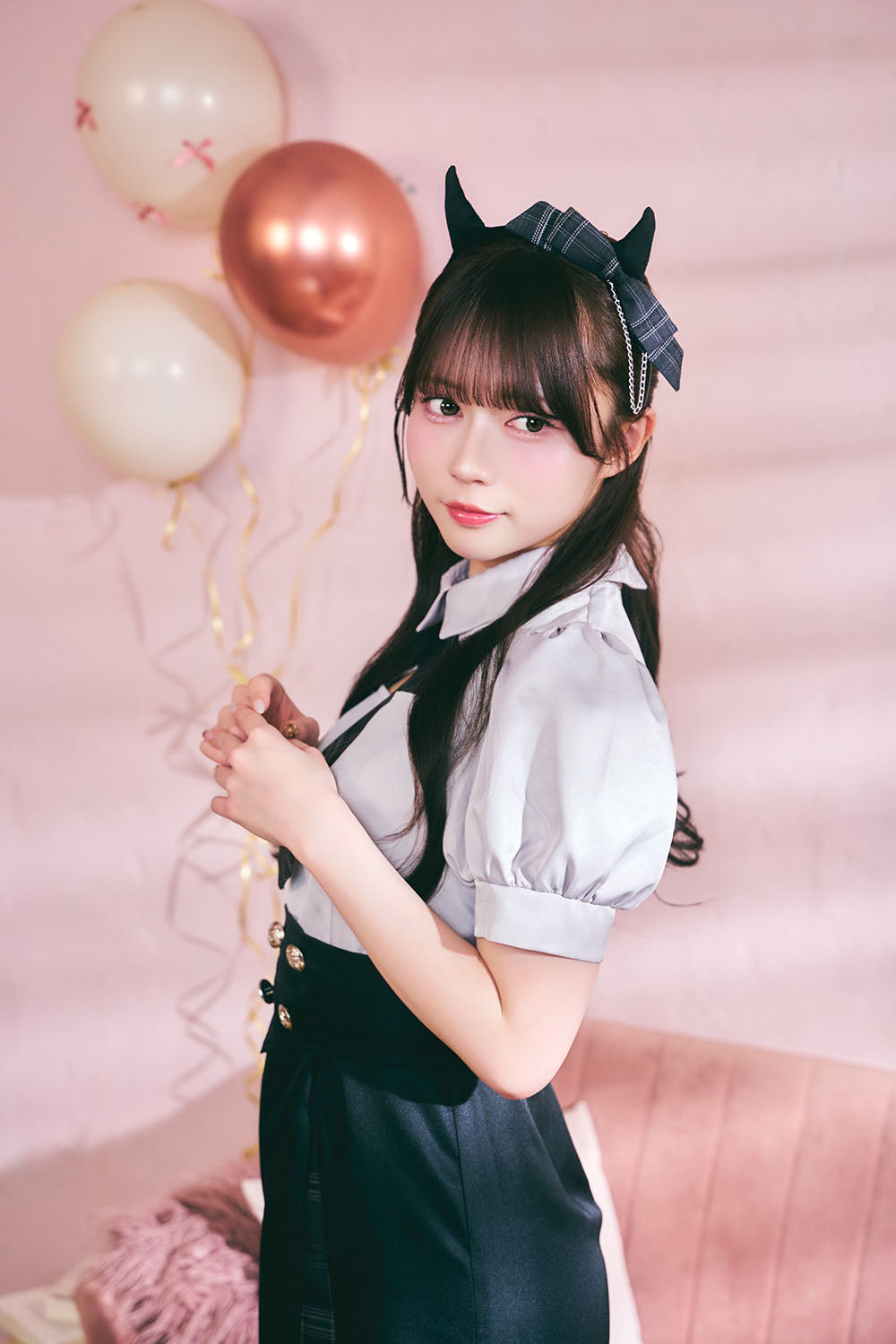 [New] 《JamsCollection着用》 コスプレ ハロウィン 悪魔 プレッピーシック デビル レディース フリーサイズ ブラック【クリアストーン】♡
