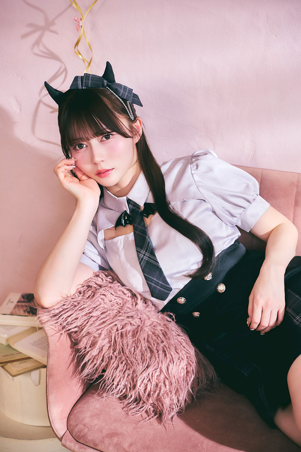 [New] 《JamsCollection着用》 コスプレ ハロウィン 悪魔 プレッピーシック デビル レディース フリーサイズ ブラック【クリアストーン】♡
