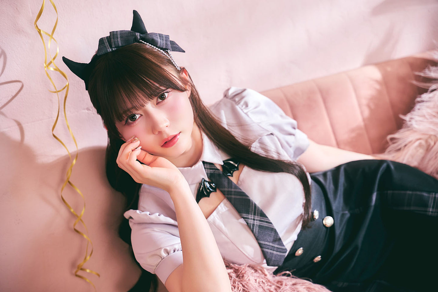 [New] 《JamsCollection着用》 コスプレ ハロウィン 悪魔 プレッピーシック デビル レディース フリーサイズ ブラック【クリアストーン】♡