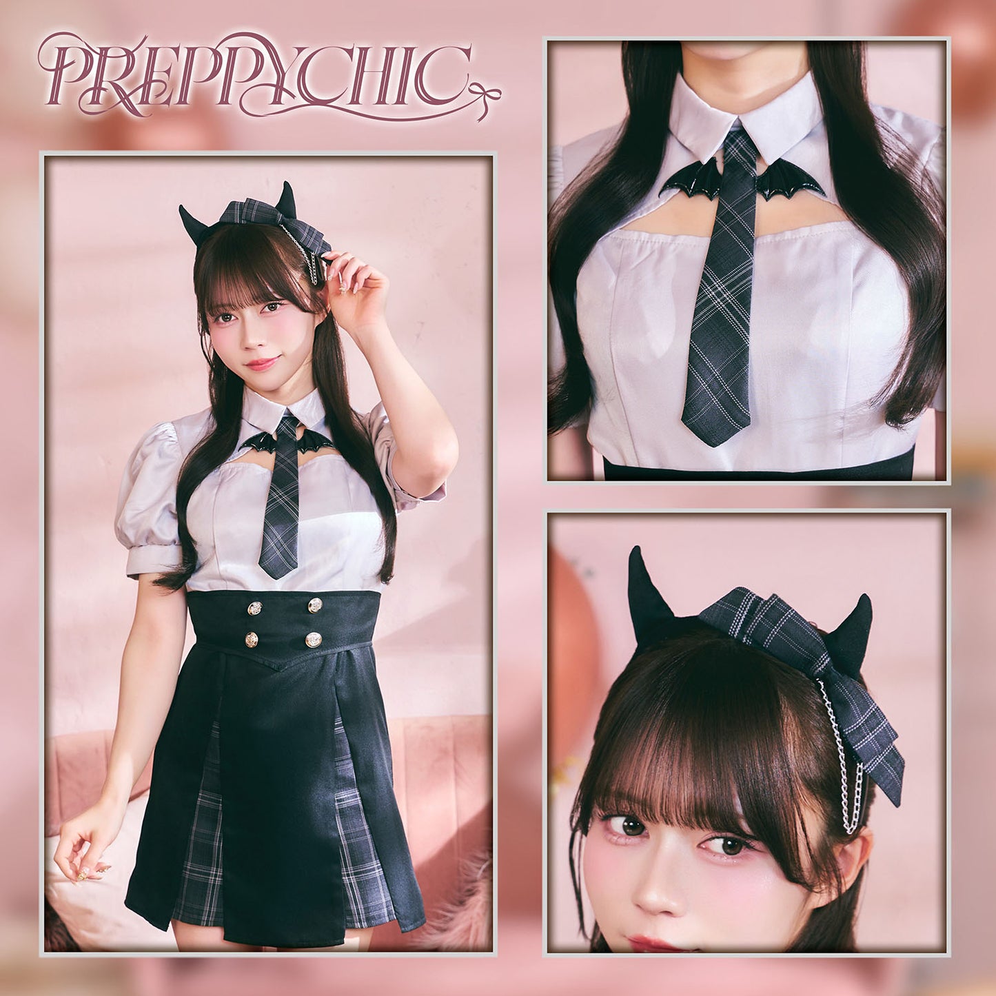 [New] 《JamsCollection着用》 コスプレ ハロウィン 悪魔 プレッピーシック デビル レディース フリーサイズ ブラック【クリアストーン】♡