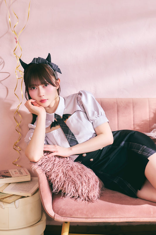 [New] 《JamsCollection着用》 コスプレ ハロウィン 悪魔 プレッピーシック デビル レディース フリーサイズ ブラック【クリアストーン】♡