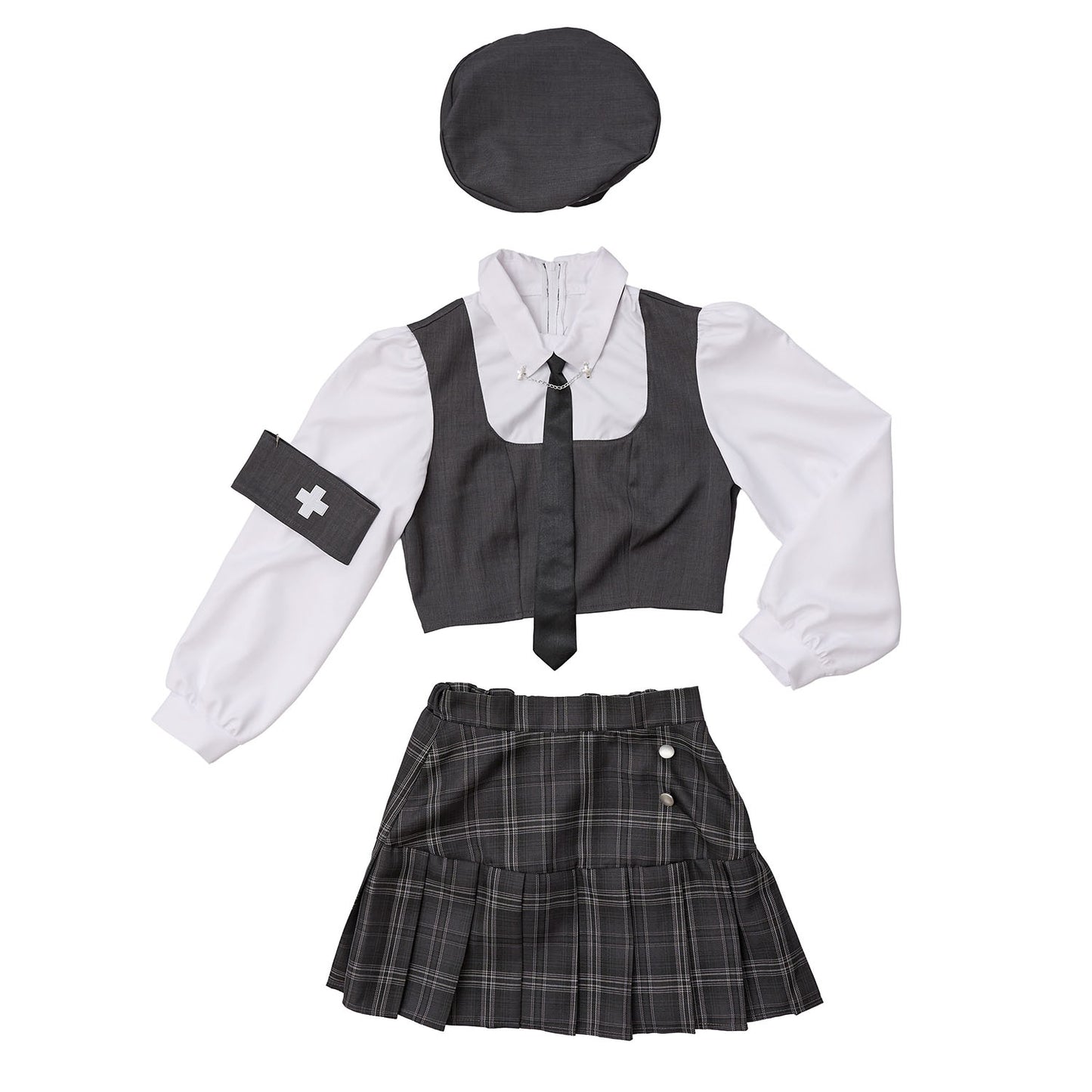 [New] 《JamsCollection着用》 コスプレ ハロウィン 看護師 プレッピーシック ナース レディース フリーサイズ グレー【クリアストーン】♡
