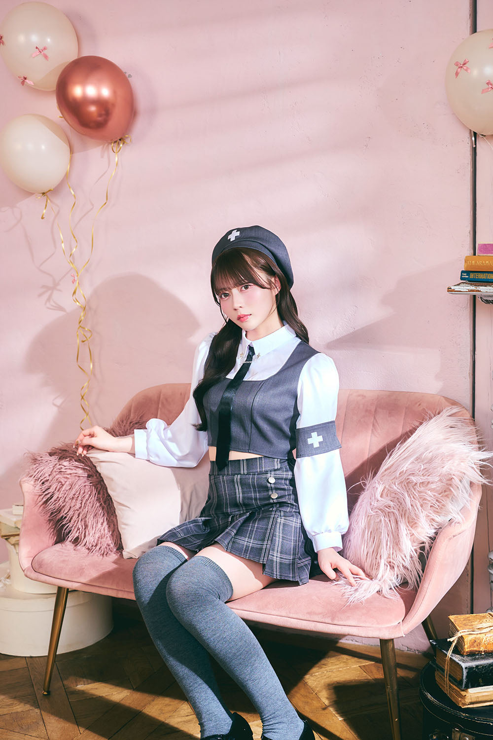 [New] 《JamsCollection着用》 コスプレ ハロウィン 看護師 プレッピーシック ナース レディース フリーサイズ グレー【クリアストーン】♡