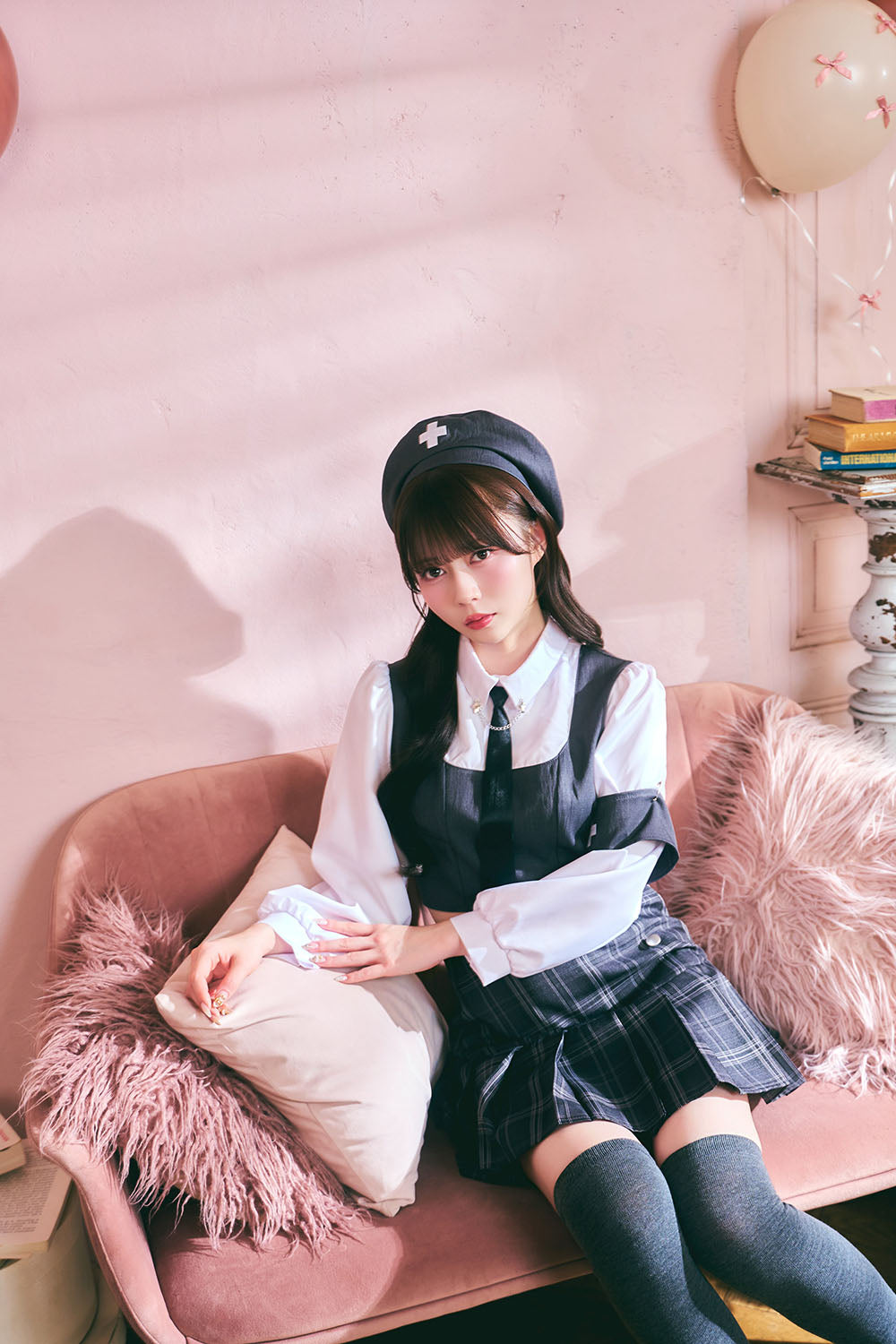 [New] 《JamsCollection着用》 コスプレ ハロウィン 看護師 プレッピーシック ナース レディース フリーサイズ グレー【クリアストーン】♡