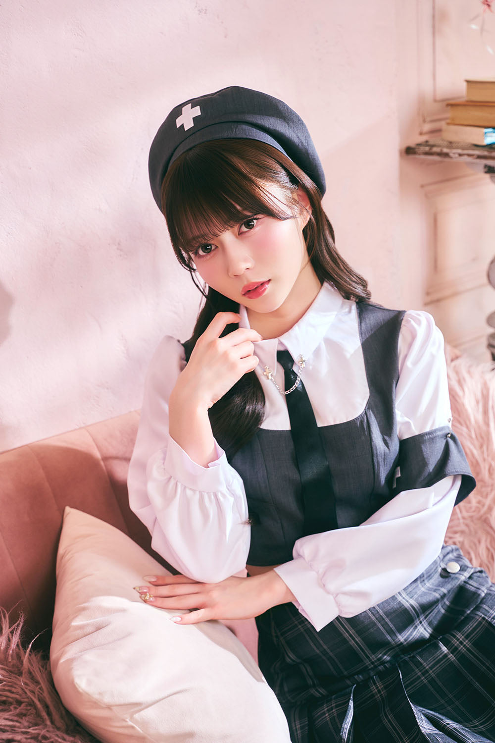 [New] 《JamsCollection着用》 コスプレ ハロウィン 看護師 プレッピーシック ナース レディース フリーサイズ グレー【クリアストーン】♡