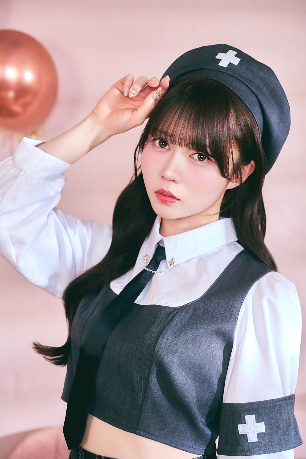 [New] 《JamsCollection着用》 コスプレ ハロウィン 看護師 プレッピーシック ナース レディース フリーサイズ グレー【クリアストーン】♡