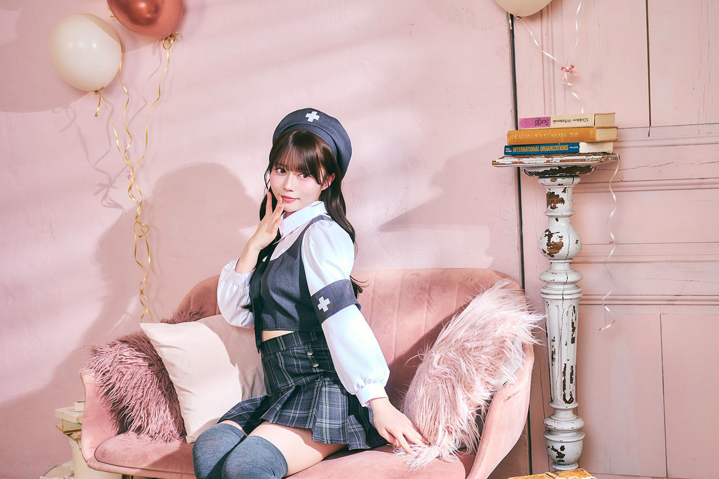 [New] 《JamsCollection着用》 コスプレ ハロウィン 看護師 プレッピーシック ナース レディース フリーサイズ グレー【クリアストーン】♡