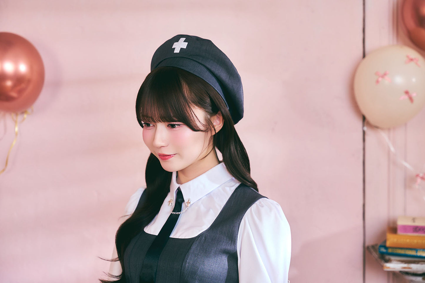 [New] 《JamsCollection着用》 コスプレ ハロウィン 看護師 プレッピーシック ナース レディース フリーサイズ グレー【クリアストーン】♡