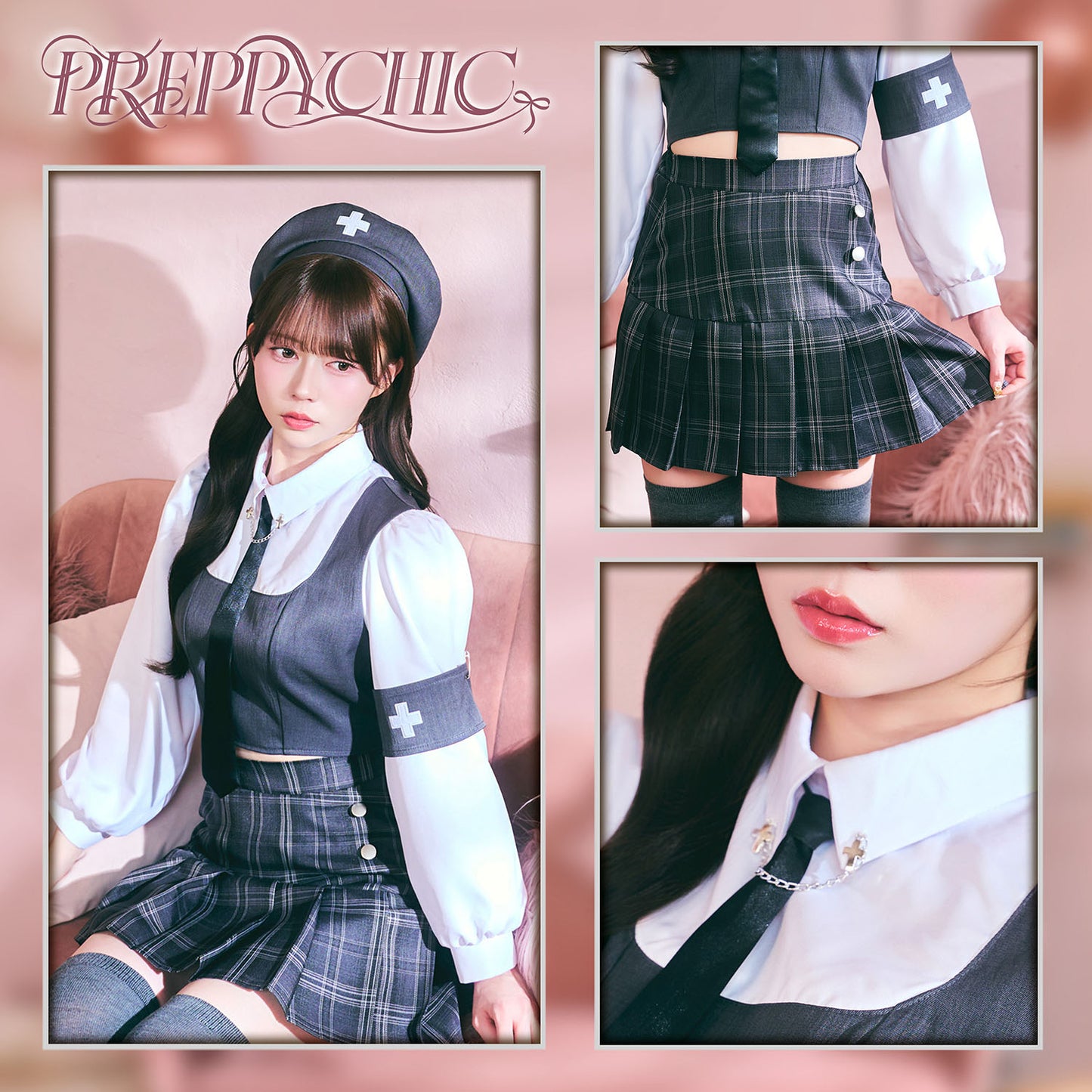 [New] 《JamsCollection着用》 コスプレ ハロウィン 看護師 プレッピーシック ナース レディース フリーサイズ グレー【クリアストーン】♡