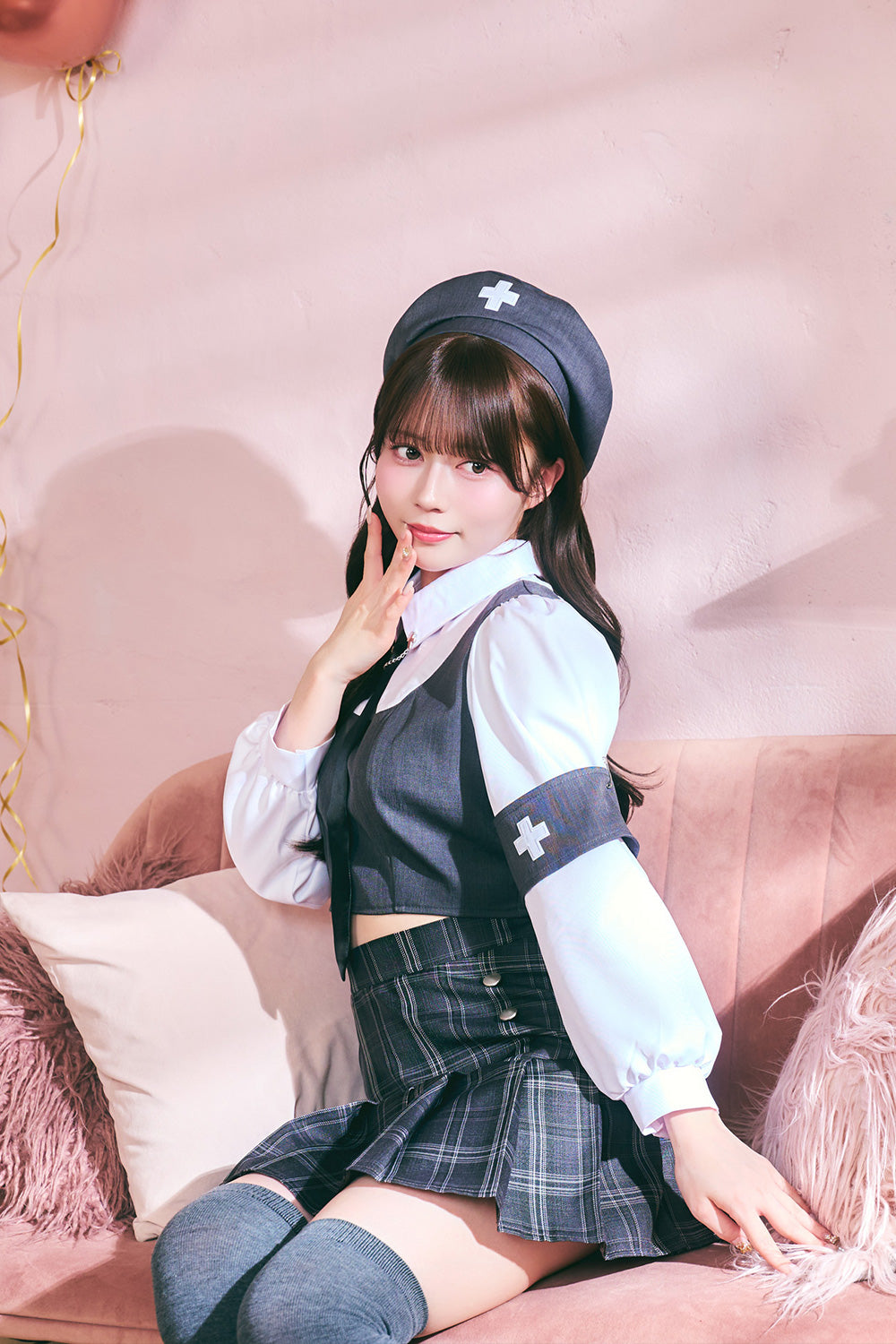 [New] 《JamsCollection着用》 コスプレ ハロウィン 看護師 プレッピーシック ナース レディース フリーサイズ グレー【クリアストーン】♡