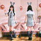 [New] 《JamsCollection着用》 コスプレ ハロウィン アニマル プレッピーシック バニー レディース フリーサイズ グレー【クリアストーン】♡