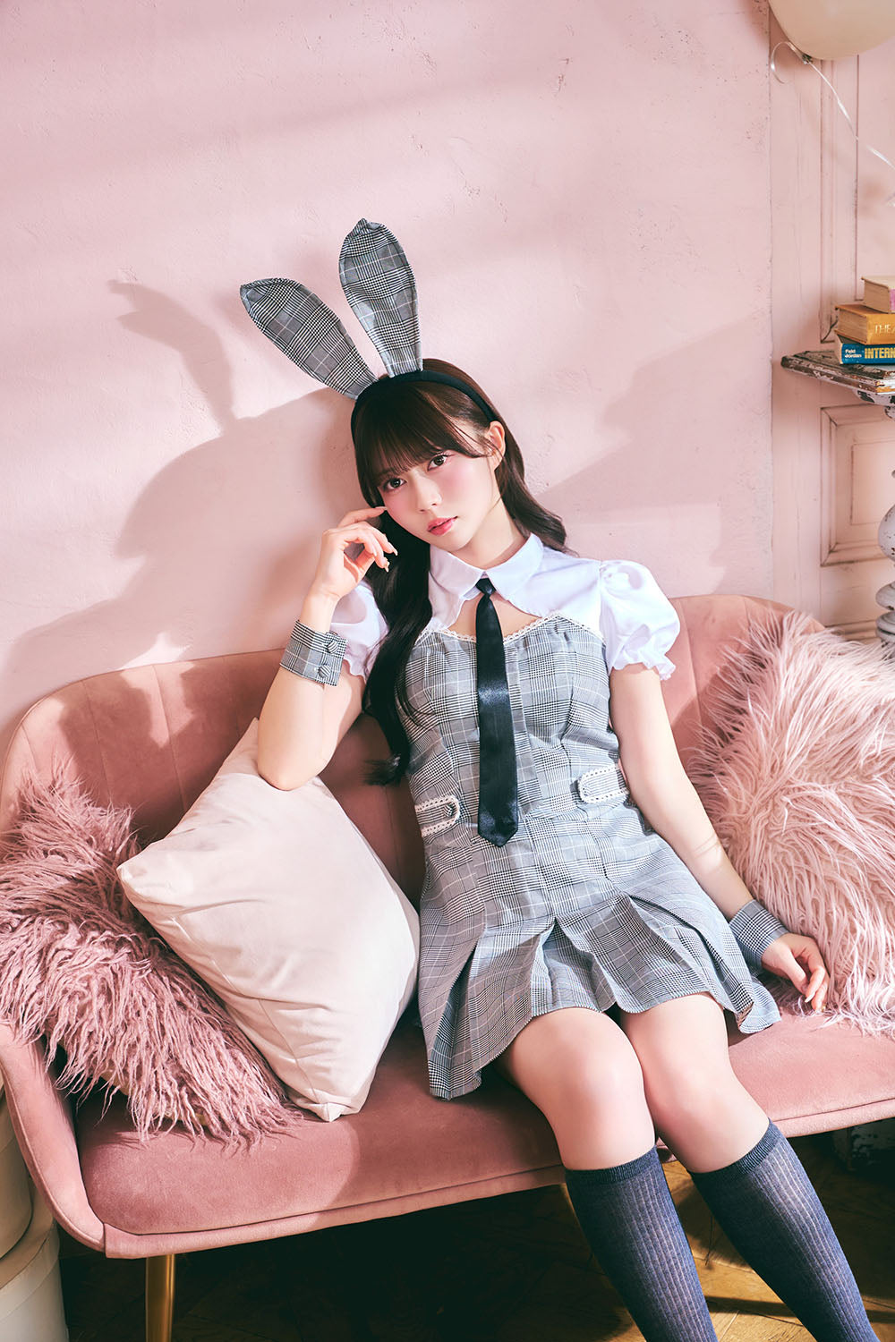 [New] 《JamsCollection着用》 コスプレ ハロウィン アニマル プレッピーシック バニー レディース フリーサイズ グレー【クリアストーン】♡
