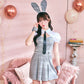 [New] 《JamsCollection着用》 コスプレ ハロウィン アニマル プレッピーシック バニー レディース フリーサイズ グレー【クリアストーン】♡