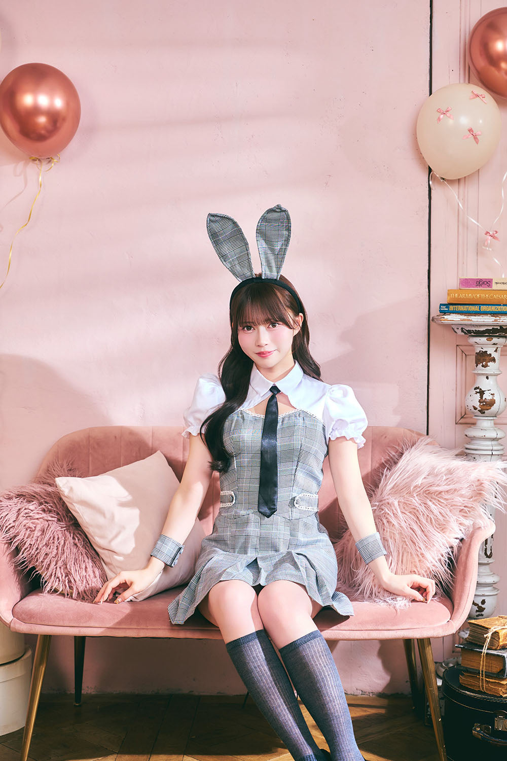 [New] 《JamsCollection着用》 コスプレ ハロウィン アニマル プレッピーシック バニー レディース フリーサイズ グレー【クリアストーン】♡