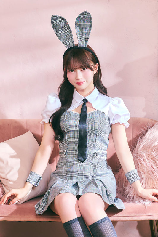 [New] 《JamsCollection着用》 コスプレ ハロウィン アニマル プレッピーシック バニー レディース フリーサイズ グレー【クリアストーン】♡