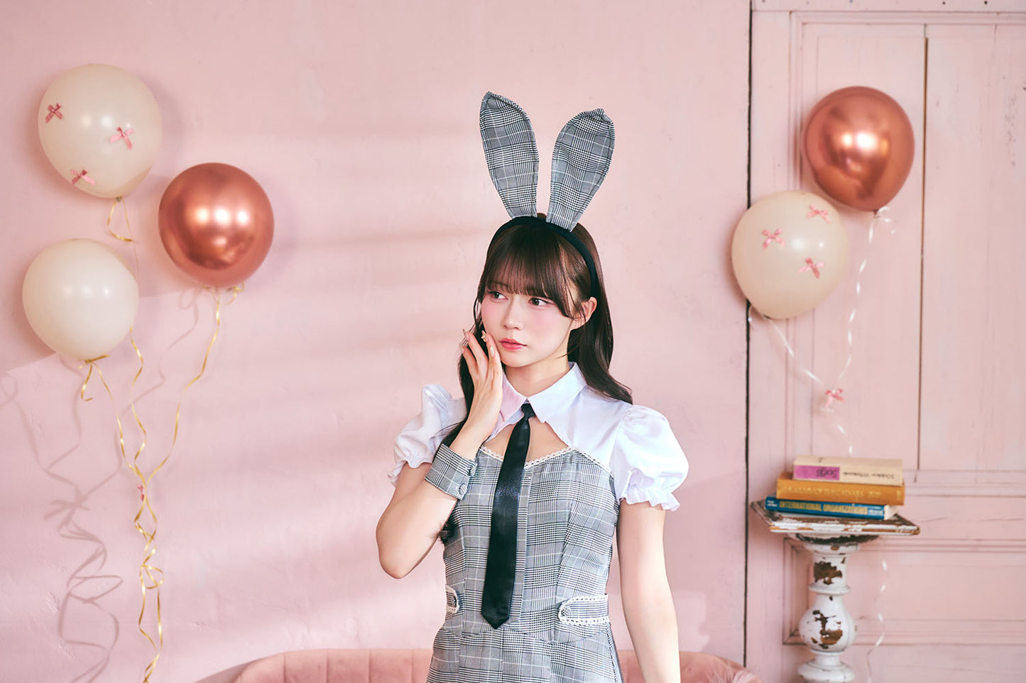 [New] 《JamsCollection着用》 コスプレ ハロウィン アニマル プレッピーシック バニー レディース フリーサイズ グレー【クリアストーン】♡