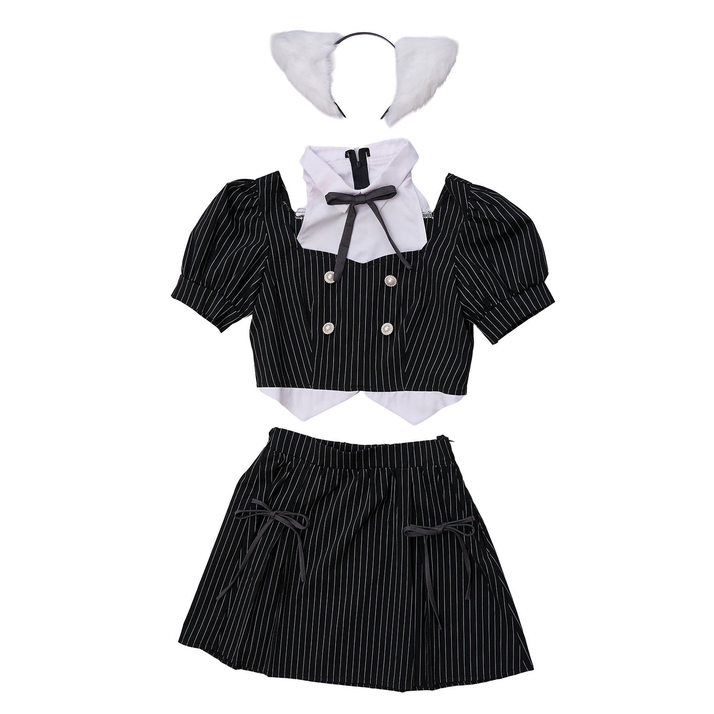 [New] 《JamsCollection着用》 コスプレ ハロウィン アニマル プレッピーシック キティ レディース フリーサイズ ブラック【クリアストーン】♡